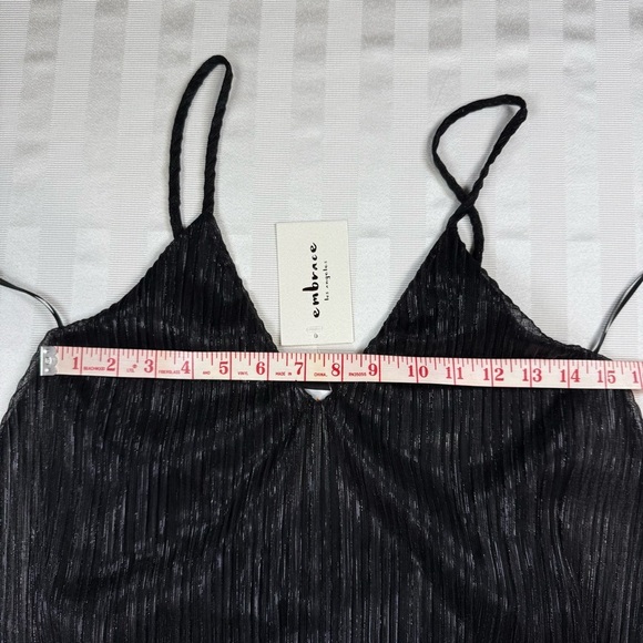 Embrace Los Angeles Maxi Slip Dress Sz Small Black Metallic Stripe Gown - Picture 10 of 15